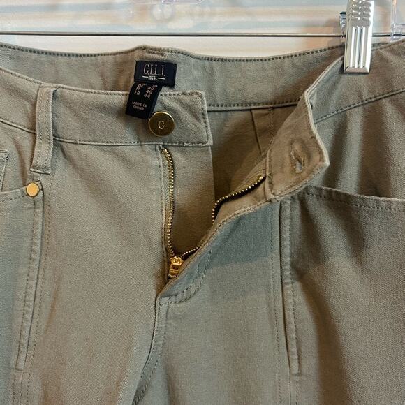 GILI Pants Women 10 Green Duel Stretch Front Slit Flare Boho Spring Western - Picture 8 of 10